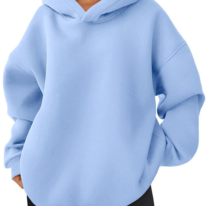 Damen nan kastiger Kapuzenpullover mit doppellagiger Kapuze, überschnittener Schulter und längerem Rückenteil Drune