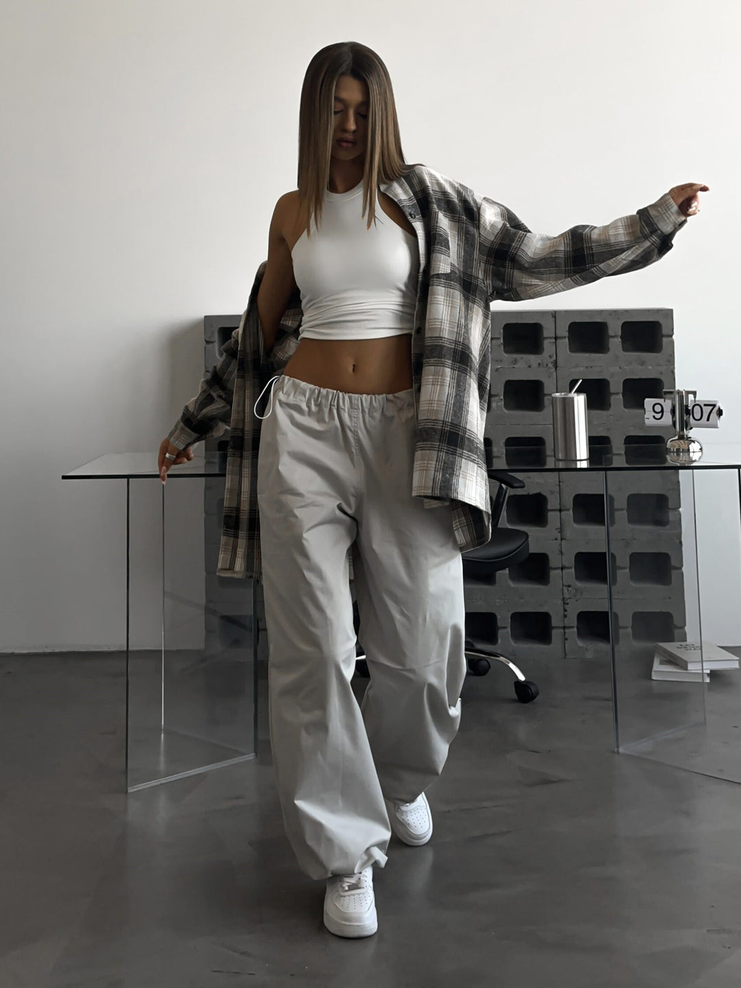 Damen Bequeme und stylische High-Waist Freizeithose Drune