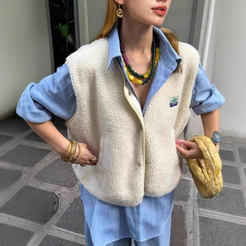 Damen Fleece-Weste mit strukturiertem Design und praktischen Taschen Drune