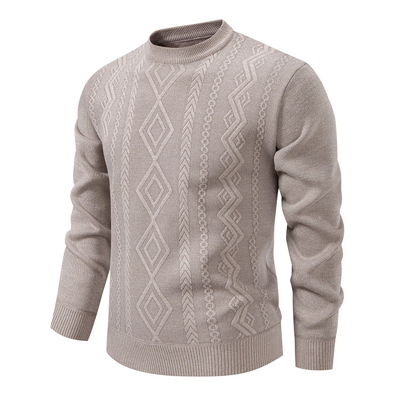 Herren nan gestrickter Rundhalspullover mit Rautenmuster und feinem Strukturstrick Drune
