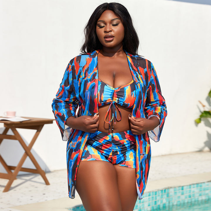 Damen Bikini mit ärmelloser Cover-Up Jacke Drune