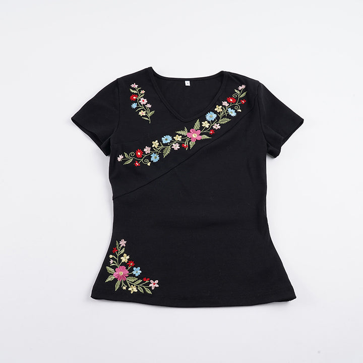 Damenbluse mit floralem Stickdesign und tailliertem Schnitt Drune