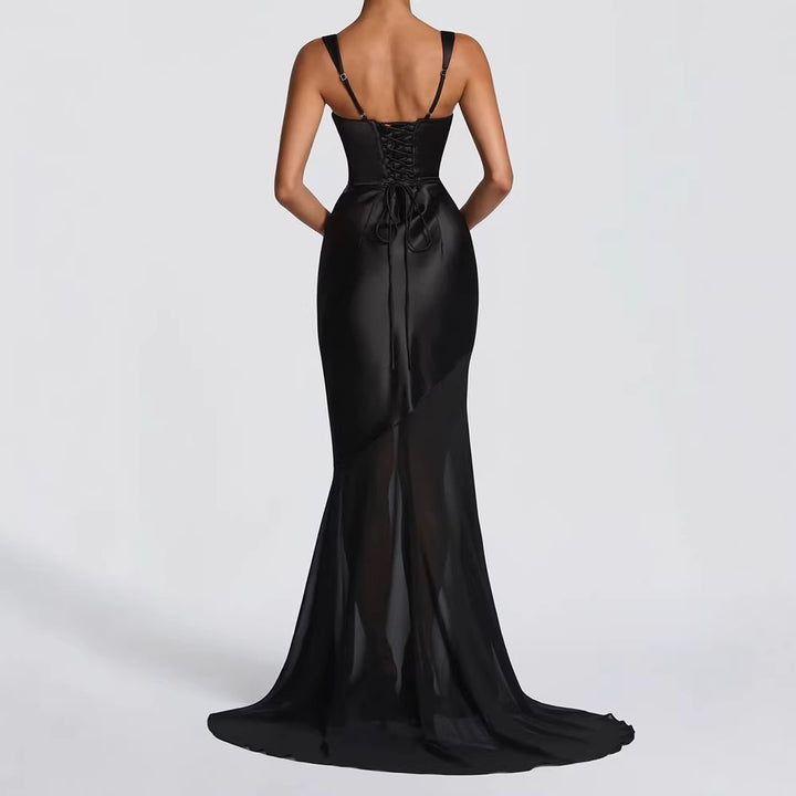 Damen Elegantes Chiffon-Abendkleid mit figurbetontem Schnitt Drune