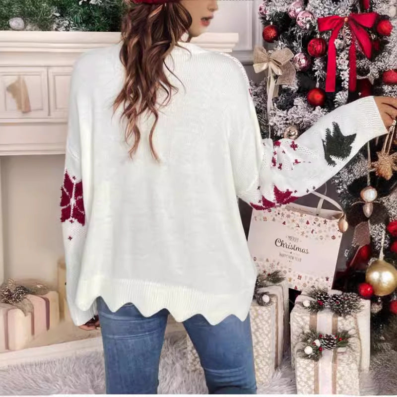 Damen Strickpullover mit festlichem Weihnachtsdesign und skandinavischen Motiven Drune