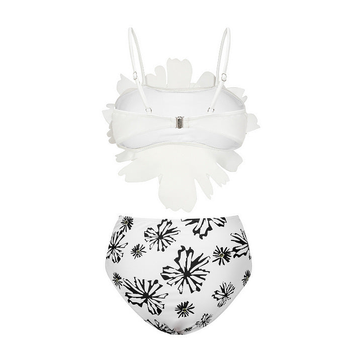 Damen Bikiniset mit besonderem Blumendekor und langem Wickelrock Drune