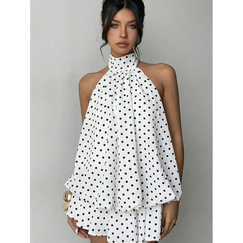 Damen Minikleid mit verspieltem Polka-Dot-Muster und elegantem Neckholder Drune