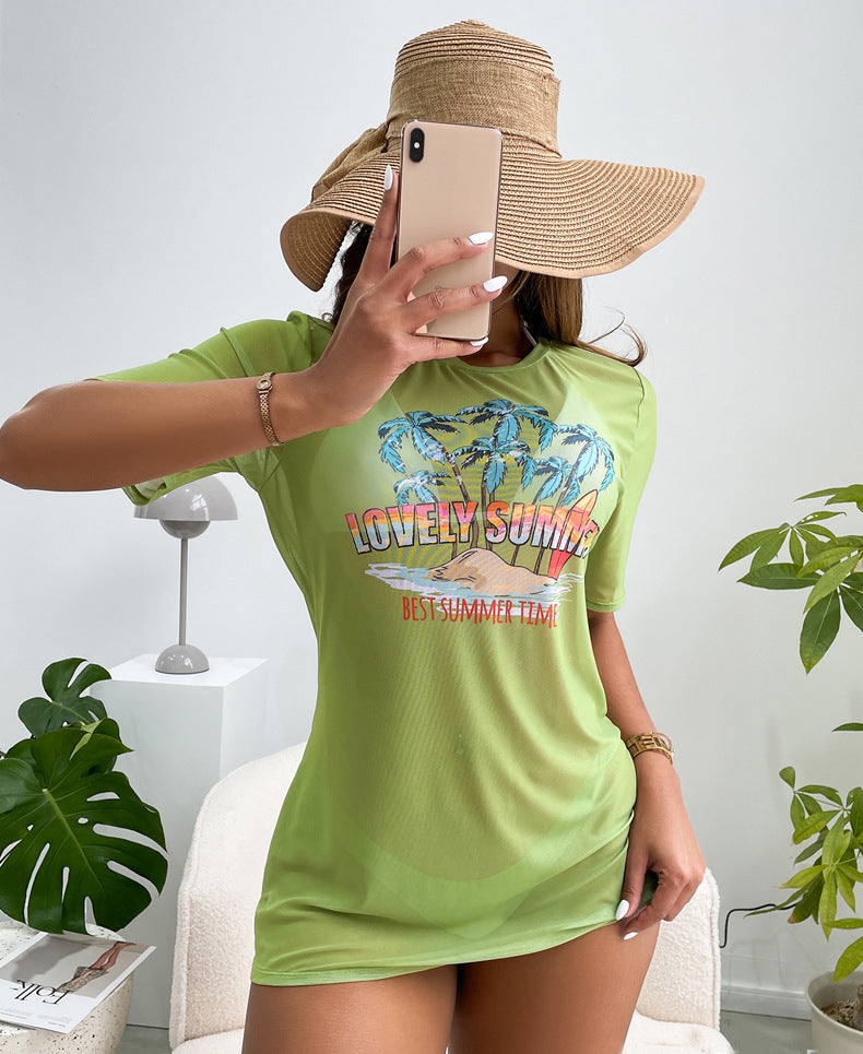 Damen Strandoberteil mit lebhaftem Sommermotiv Drune