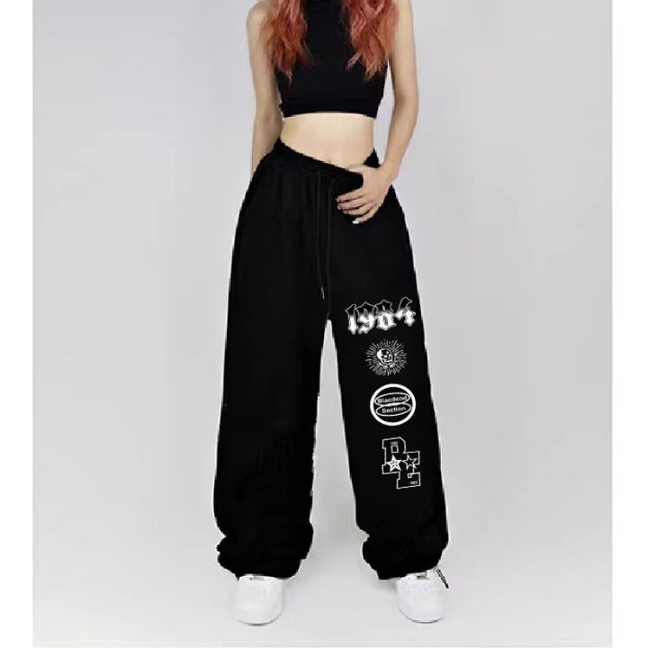 Damen weite Freizeithose mit einzigartigen Grafikdetails Drune