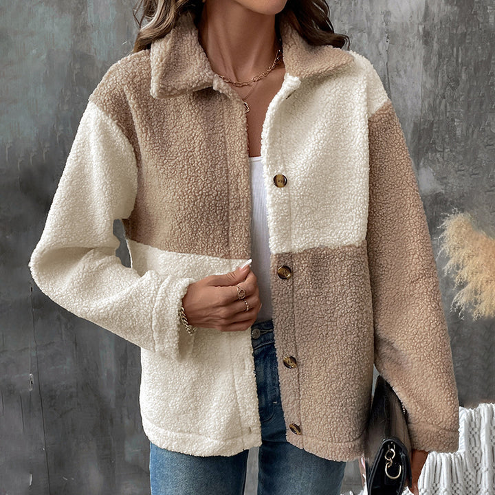 Damen Teddyjacke mit modischen Farbblockdetails und nachhaltigem Material Drune