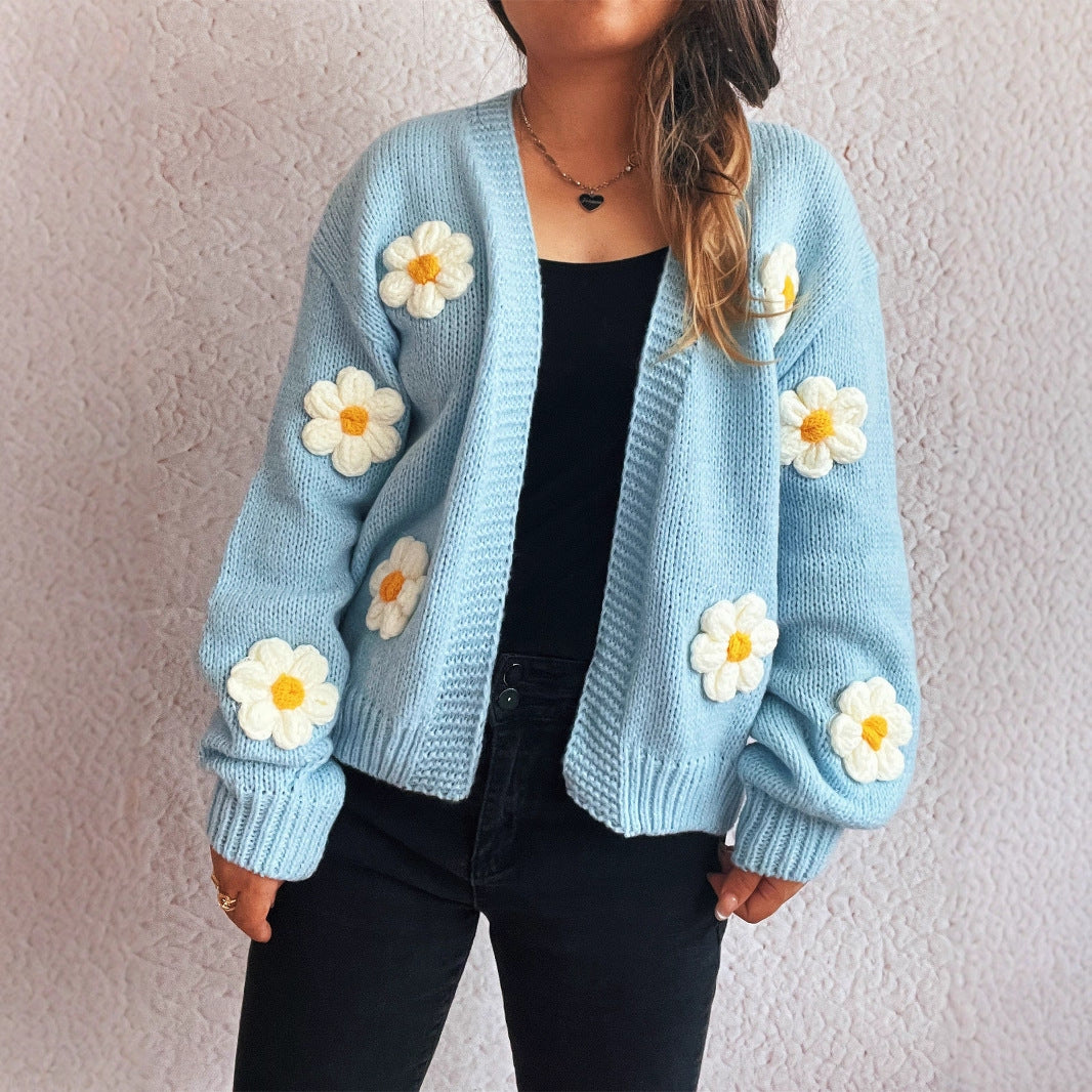 Damen Strickjacke mit floralem Design und lässiger Passform Drune