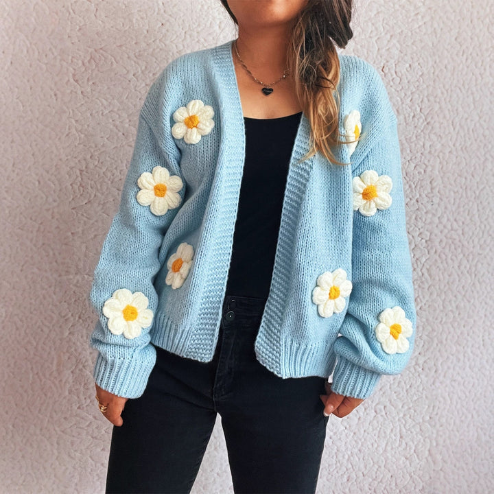 Damen Strickjacke mit floralem Design und lässiger Passform Drune
