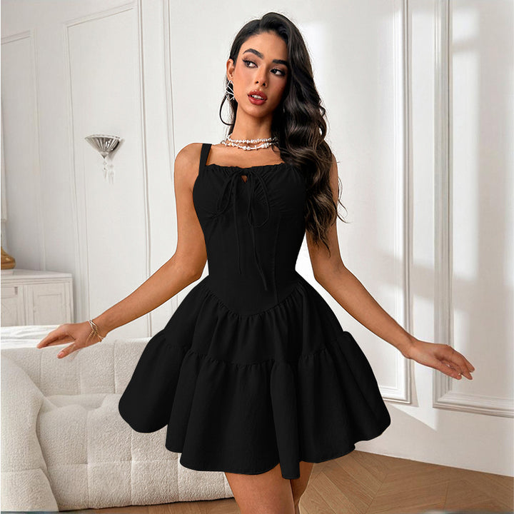 Damen verspieltes Mini-Kleid mit lässigem Schnitt und Rüschendetails Drune