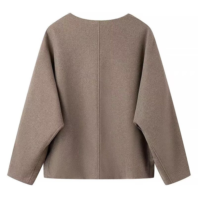 Damen modische Übergangsjacke mit schickem V-Ausschnitt und praktischen Taschen Drune
