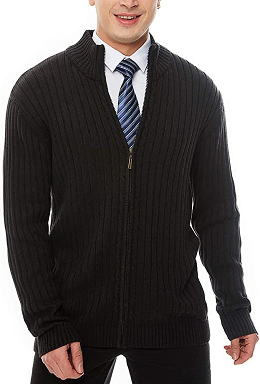 Herren Strickjacke mit modernen Zipper-Details und feinem Rippmuster Drune