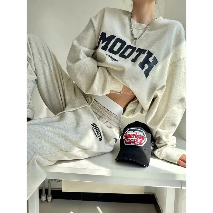 Damen Set mit cropped Sweatshirt und bequemen Jogginghosen Drune