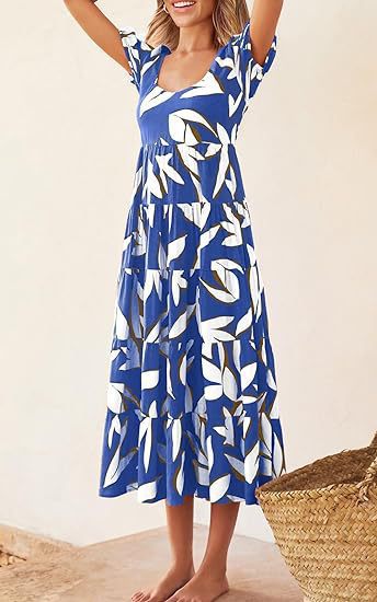 Damen Maxikleid mit schwingendem Saum und floralem Muster Drune