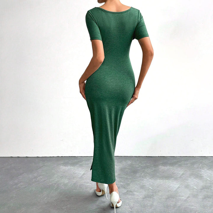 Damen figurbetontes Wickelkleid mit seitlichem Schlitz und Rüschendetails Drune