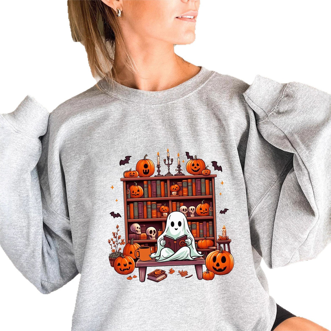Damen Sweatshirt mit herbstlichem Gruselmotiv und lässigen Puffärmeln Drune