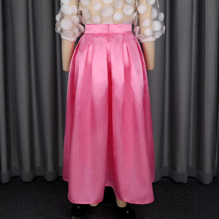 Damen Eleganter Satin-Rock mit breitem Bund und Schärpen-Detail Drune