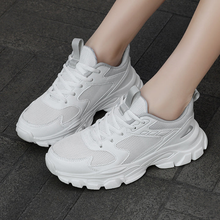 Unisex nan voluminöse Plateau-Sneaker mit atmungsaktivem Mesh, stoßdämpfender Zwischensohle und rutschfester Profilsohle Drune
