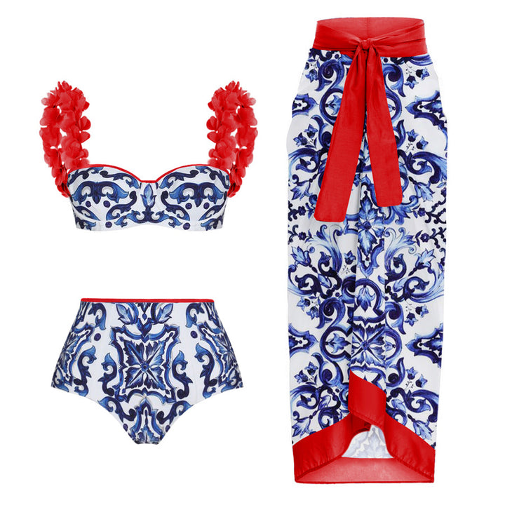 Damen Bikiniset mit floralem Muster und eleganten Rüschendetails Drune