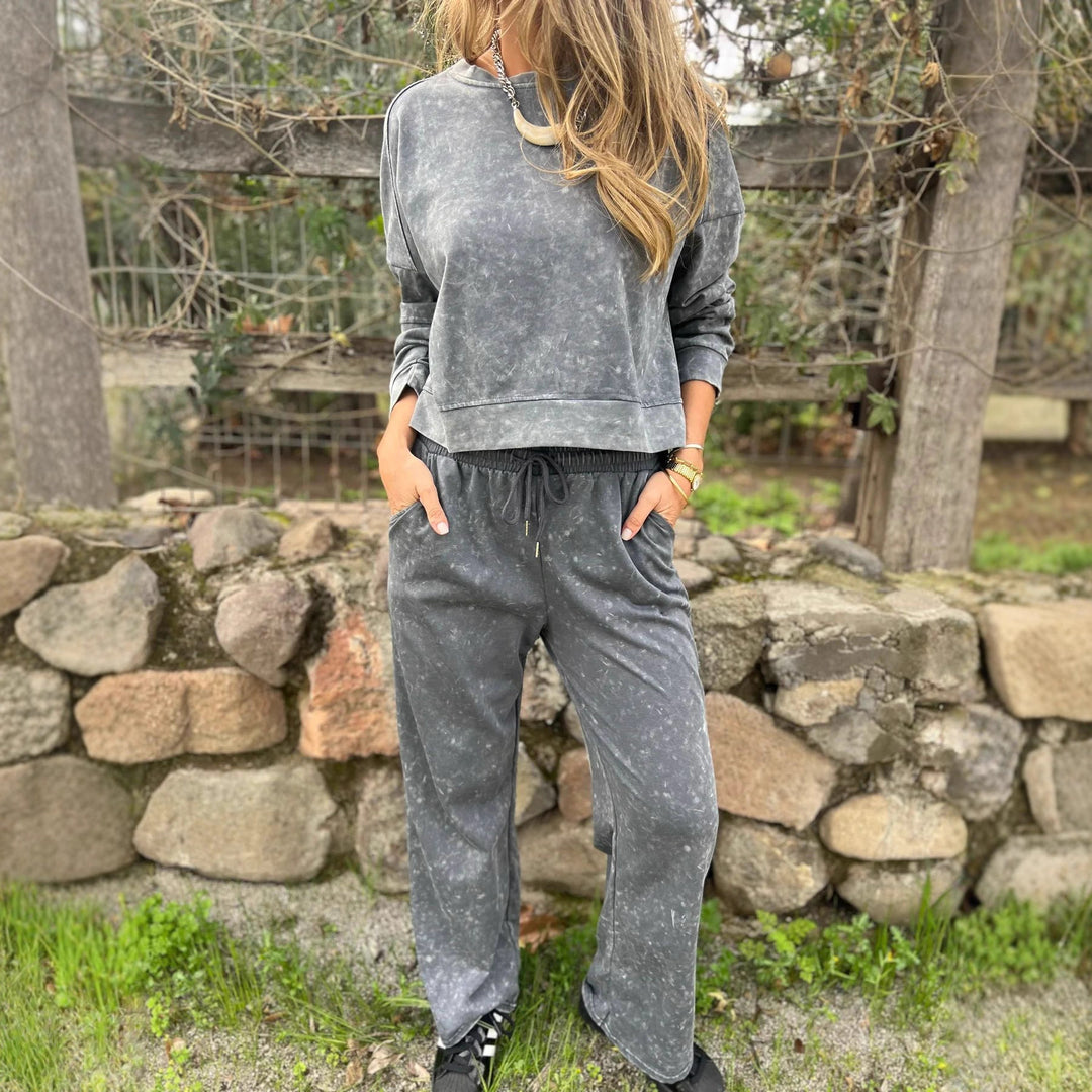 Damen lässiger Sweatshirt- und Jogginghosen-Set Drune
