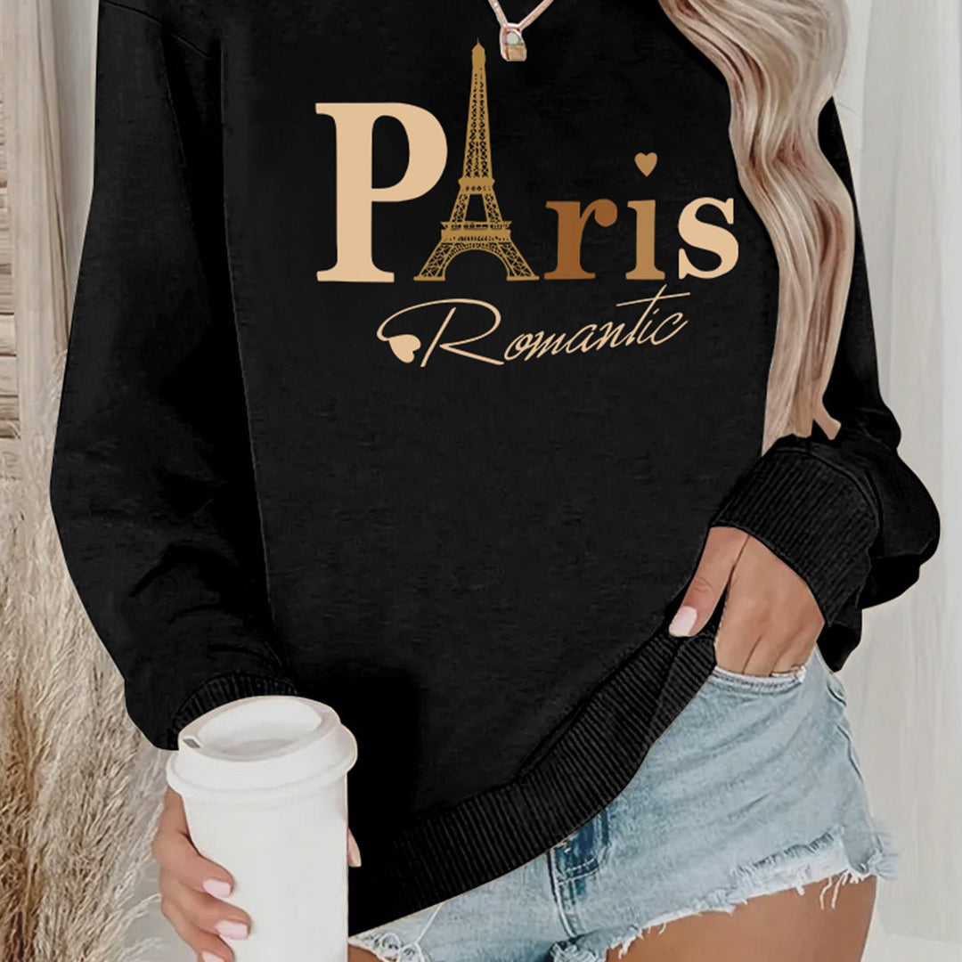 Damen Sweatshirt mit romantischem Paris-Design Drune