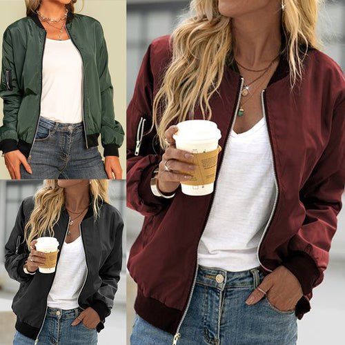 Damen stylische Bomberjacke mit praktischem Reißverschluss und seitlichen Taschen Drune