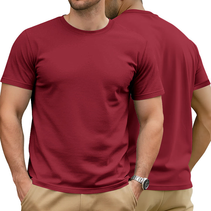 Herren nan Basic Kurzarm-T-Shirt aus hochwertigem Baumwollmix mit Rundhalsausschnitt, flachen Nähten und Regular Fit Drune