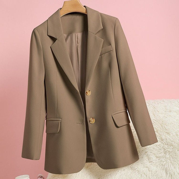 Damen eleganter Blazer mit zeitlosem Schnitt und goldenen Knopfdetails Drune