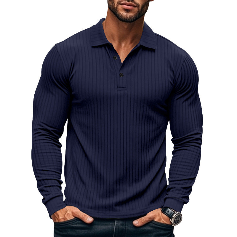 Drune | Henley Slim Fit Gerippter Strick Langarm Moderner Kragen