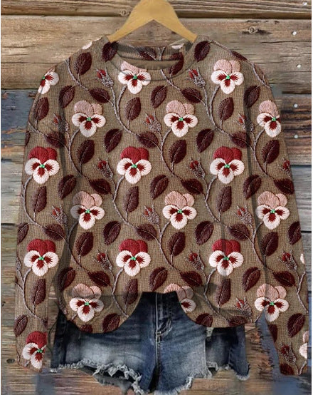 Drune | Lässiger Pullover mit Blumenmuster