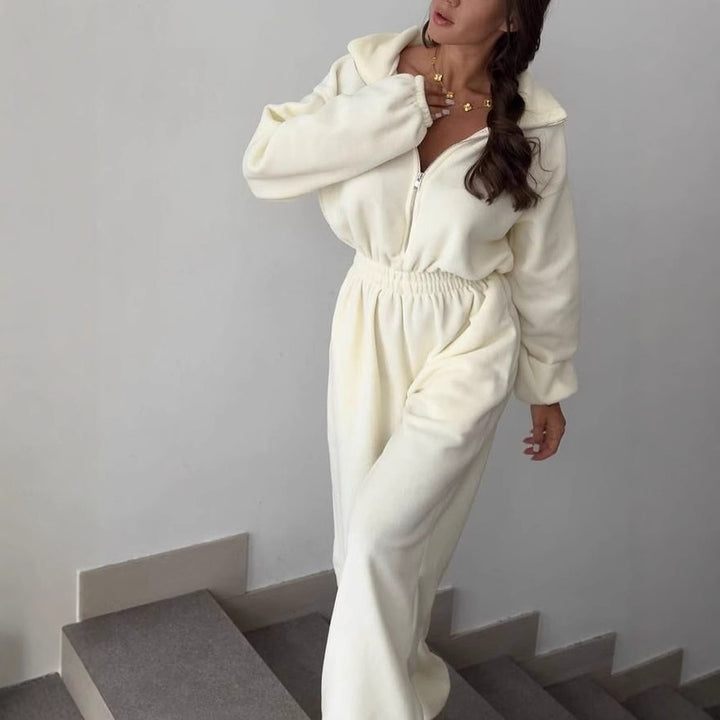 Damen entspannter Fleece-Jumpsuit mit Reißverschluss Drune