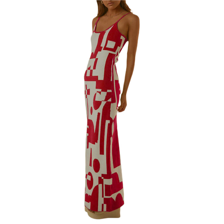Damen Designer-Midi-Kleid mit stilvollem Grafikmuster Drune