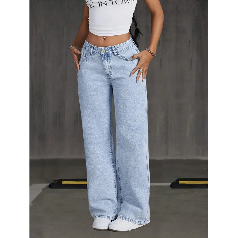 Damen weite Jeanshose im Vintage-Stil Drune