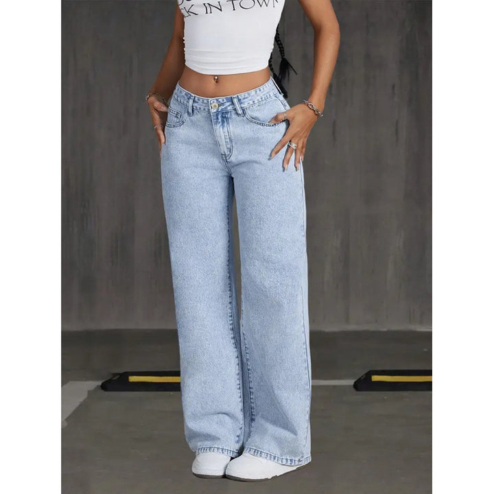 Damen weite Jeanshose im Vintage-Stil Drune