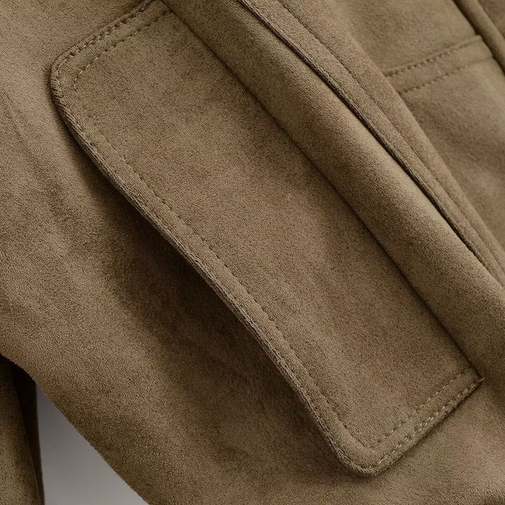 Damen Kunstleder Blousonjacke mit praktischen Taschen und elastischem Saum Drune