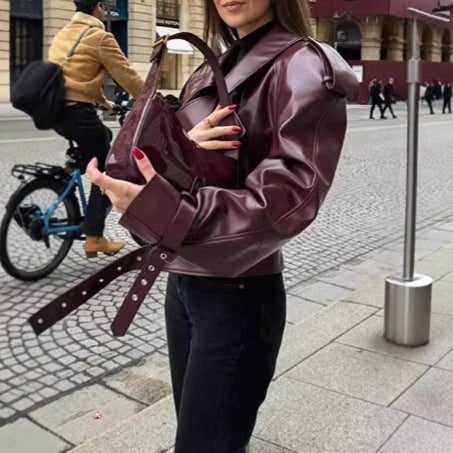 Damen modische Kunstlederjacke Drune