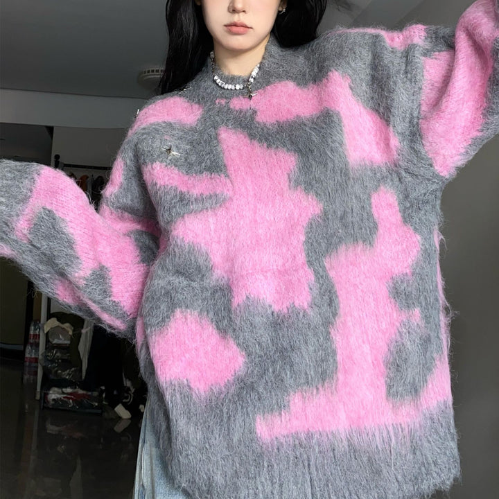Damen Oversized Pullover mit strukturiertem Mustermix und lässigem Schnitt Drune
