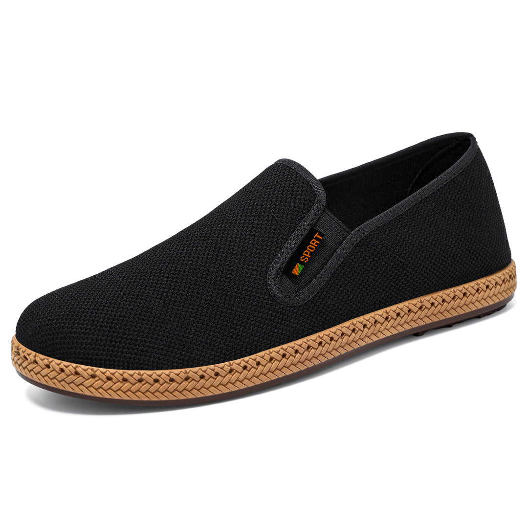 Herren nan leichter Slip-On Freizeitschuh aus atmungsaktivem Strick mit geflochtener Leichtsohle Drune