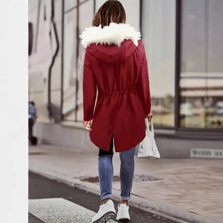 Damen gefütterte Winterjacke mit abnehmbarer Kapuze Drune