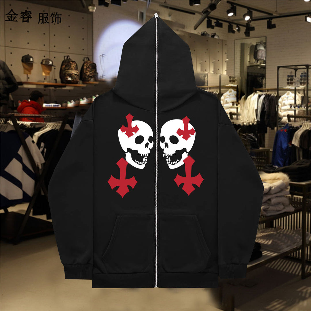 Damen Kapuzenjacke mit auffälligem Totenkopf-Design Drune