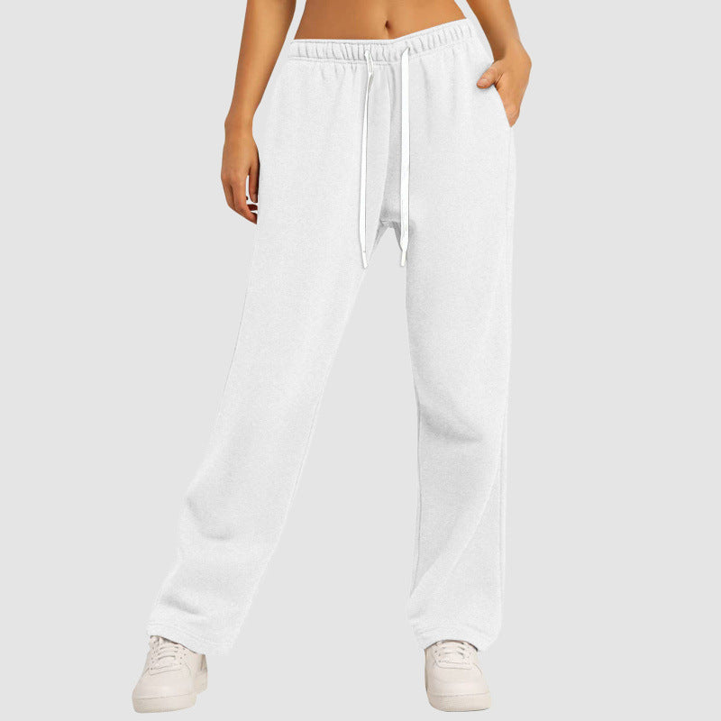 Damen nan lässige Loungehose mit geradem Bein extra langem Tunnelzug und tiefem Schritt Drune