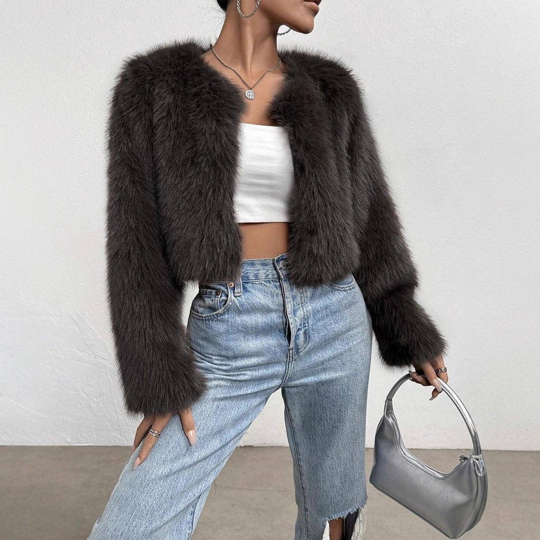 Damen Flauschige Kurzjacke Drune