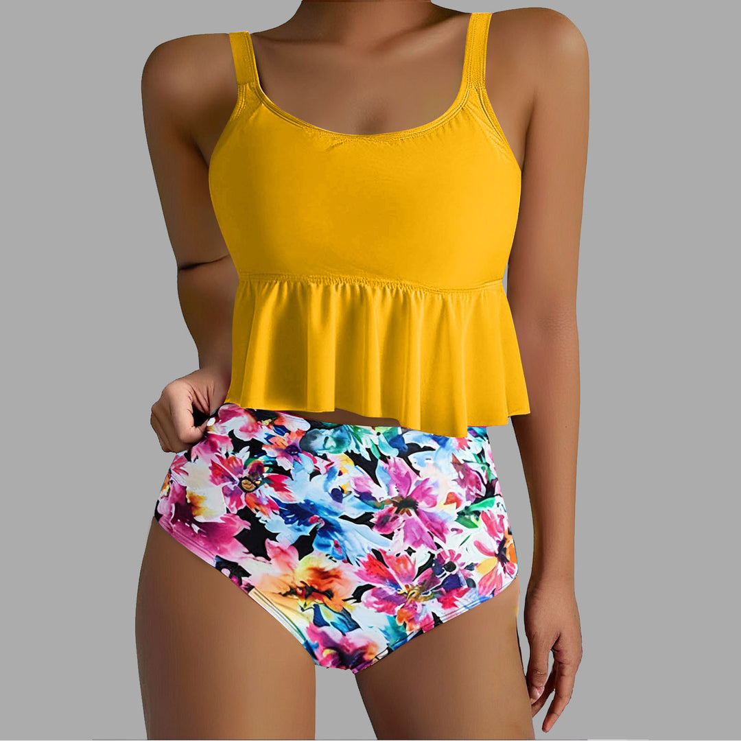 Damen Tankini-Set mit fließendem Oberteil und hoher Taille Drune
