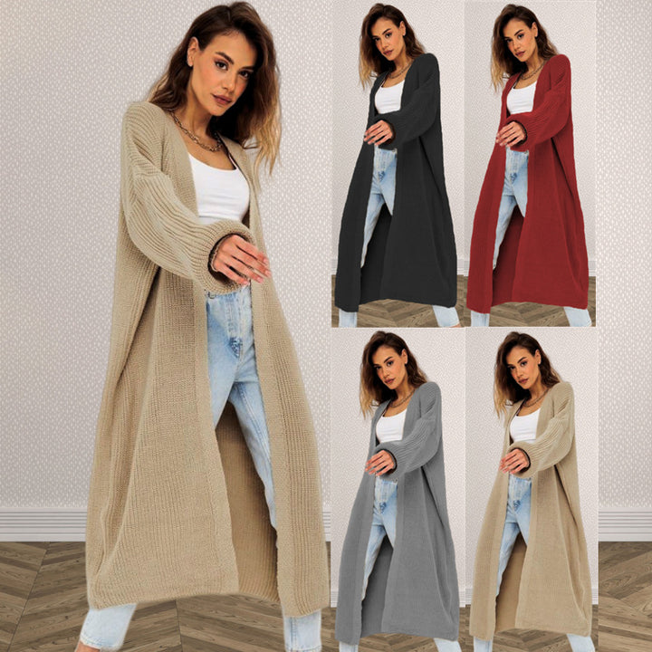 Damen Langer gestrickter Cardigan mit lässigem Schnitt und strukturierter Textur Drune