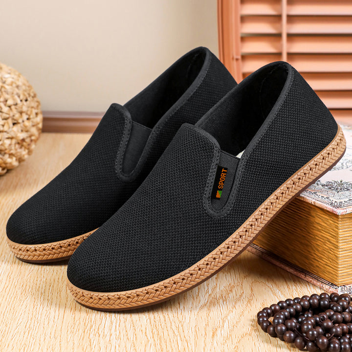 Herren nan leichter Slip-On Freizeitschuh aus atmungsaktivem Strick mit geflochtener Leichtsohle Drune