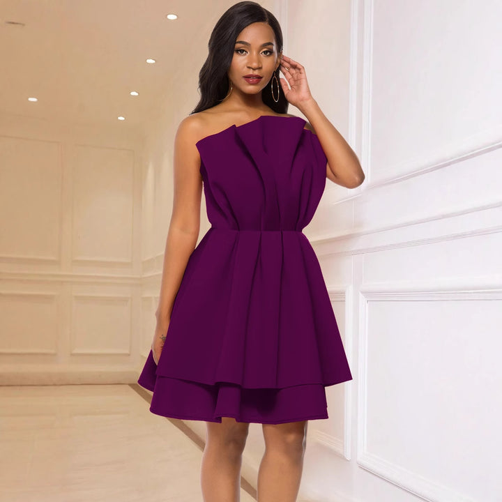Damen Glamouröses Cocktailkleid mit voluminösen Rüschen Drune