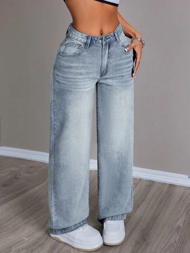 Damen Weite Jeanshose im Vintage-Stil Drune