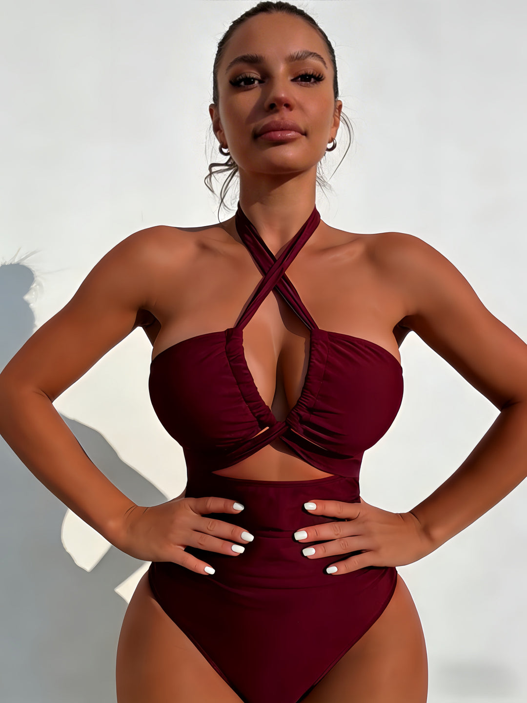 Damen Einteiliger Badeanzug mit elegantem Knoten-Design Drune